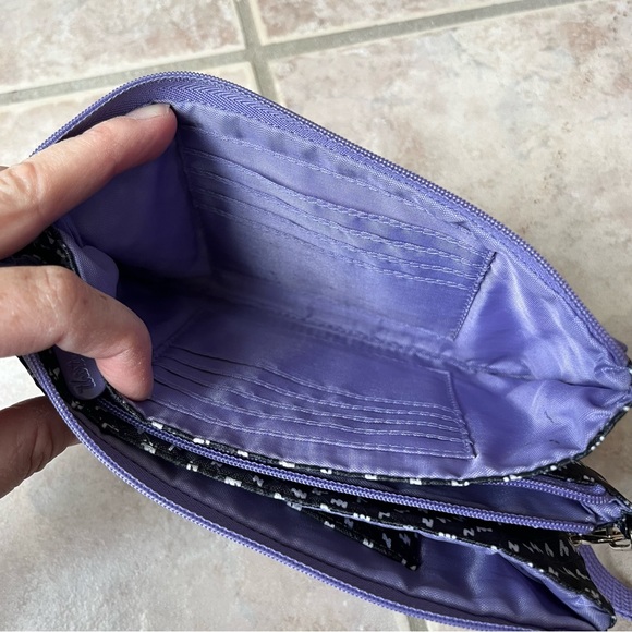 Thirty One Easy Going Wristlet | Lil’ Scribbles | Black & Purple | Clutch - Picture 7 of 9